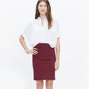 MADEWELL City Skirt Sailor Stripe Navy Blue Red Ponte Knit XXS Nautical